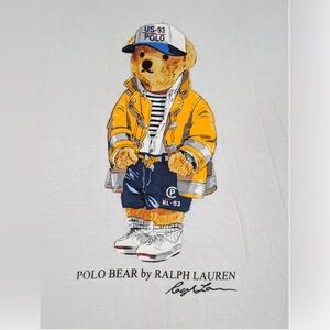 Polo Ralph Lauren Polo Bear T Shirt Yellow Rain Jacket Men Small Custom Slim Fit